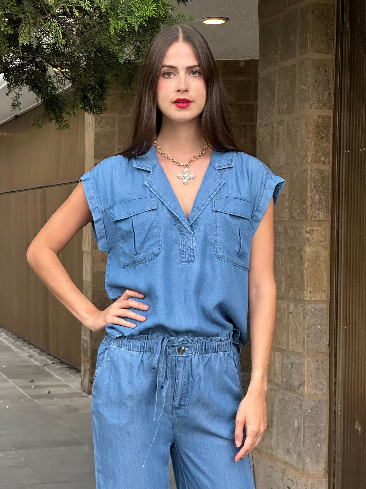 Blusa manga Corta Blue