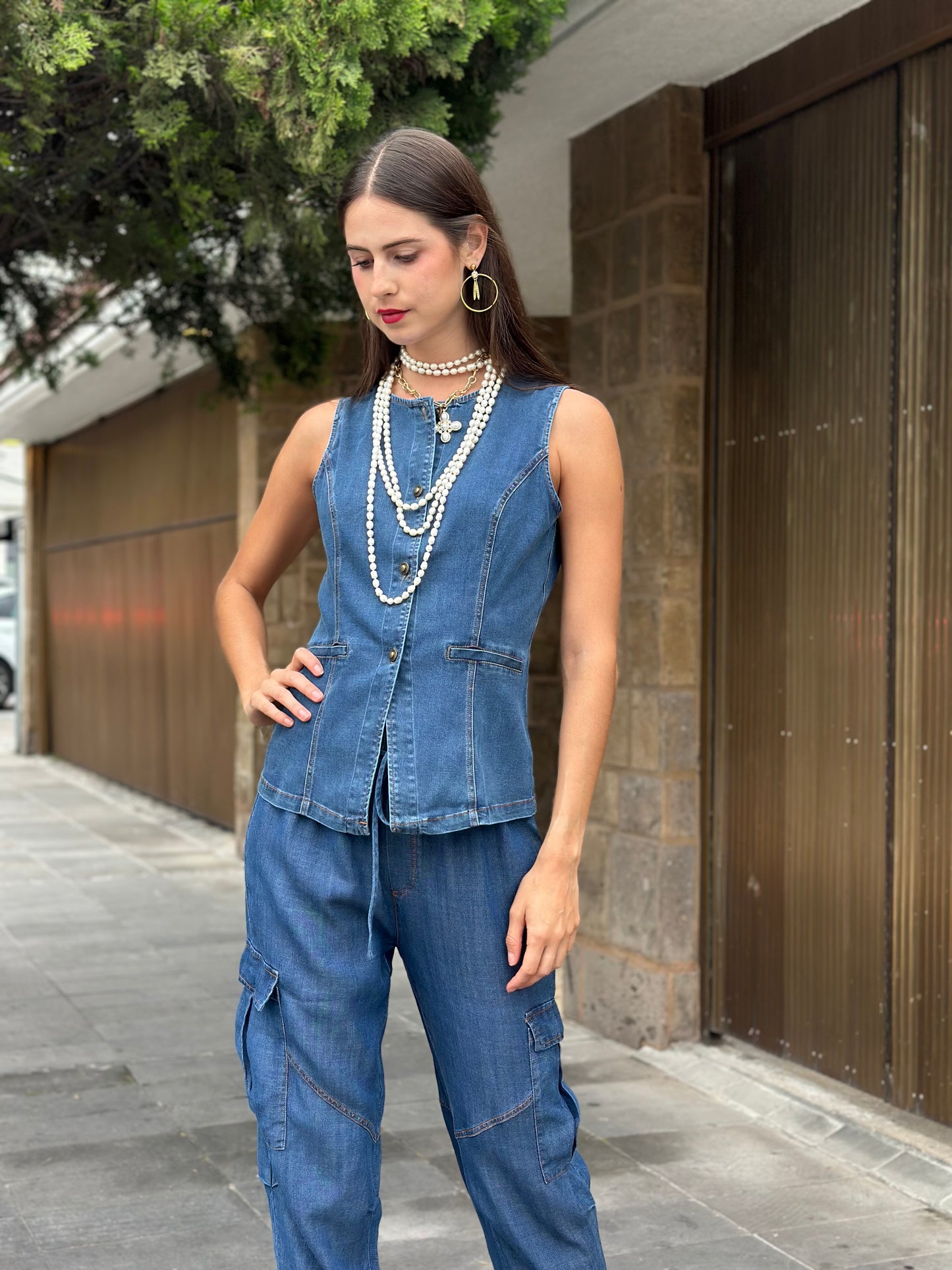 Top Denim Sin Mangas