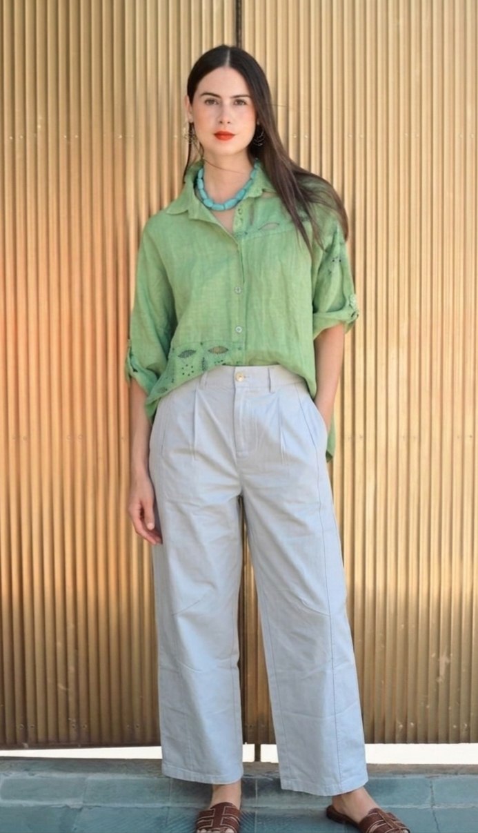 PANTALONES CASUALES TEJIDOS 100% ALGODÓN PARA MUJER LALP3001BLUS