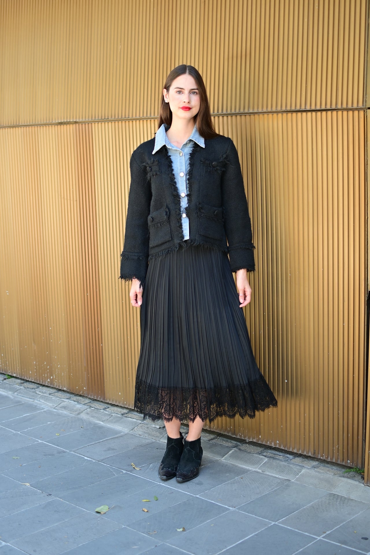 Falda plisada negra