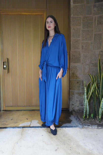 Blusa seda azul