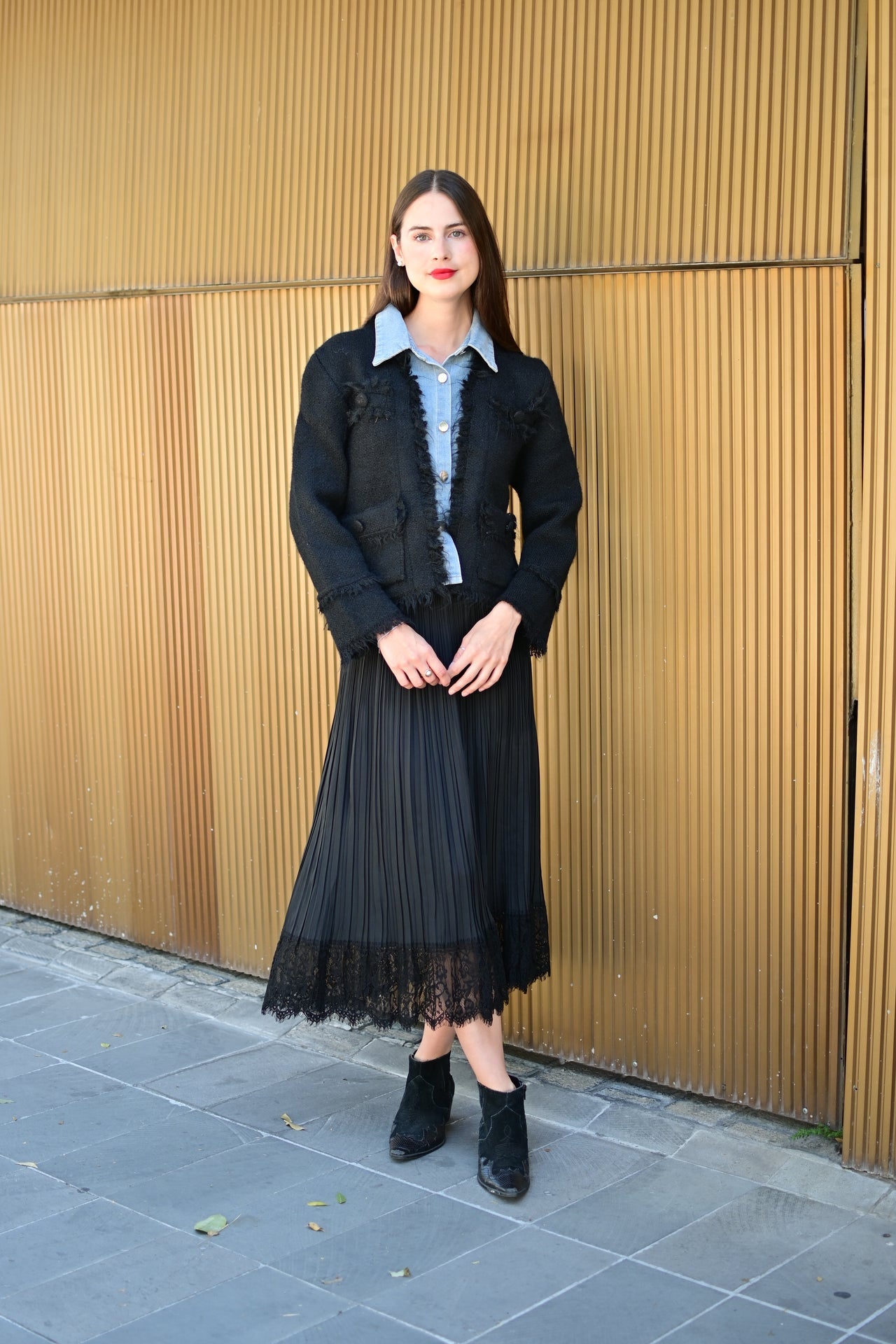 Falda plisada negra