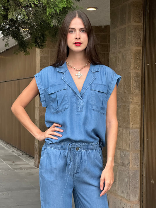 Blusa manga Corta Blue