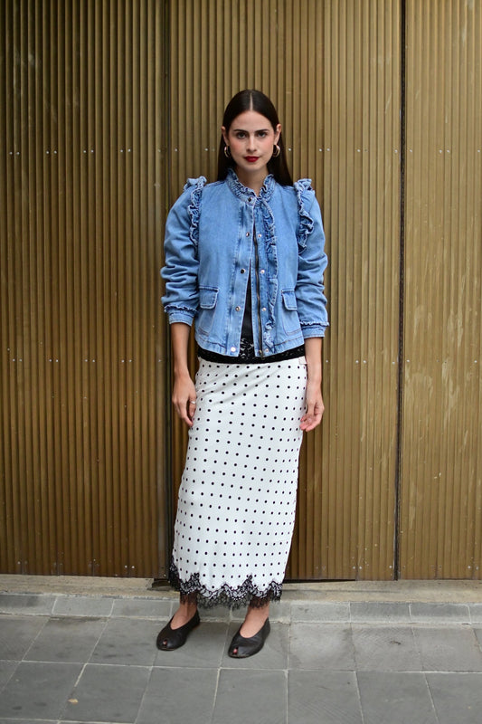 Falda blanca con lunares