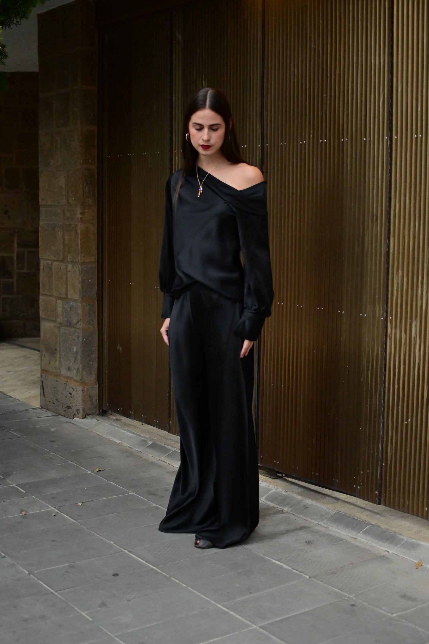 PANTALON SATIN NEGRO