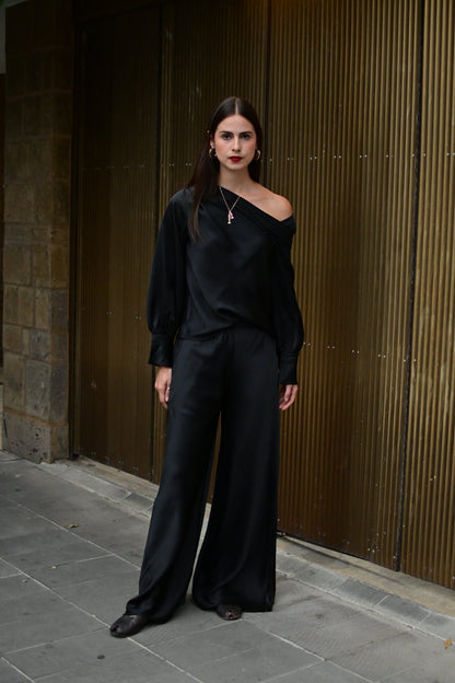 PANTALON SATIN NEGRO