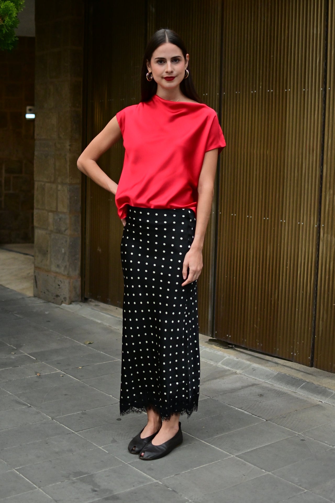 Falda lunares negro
