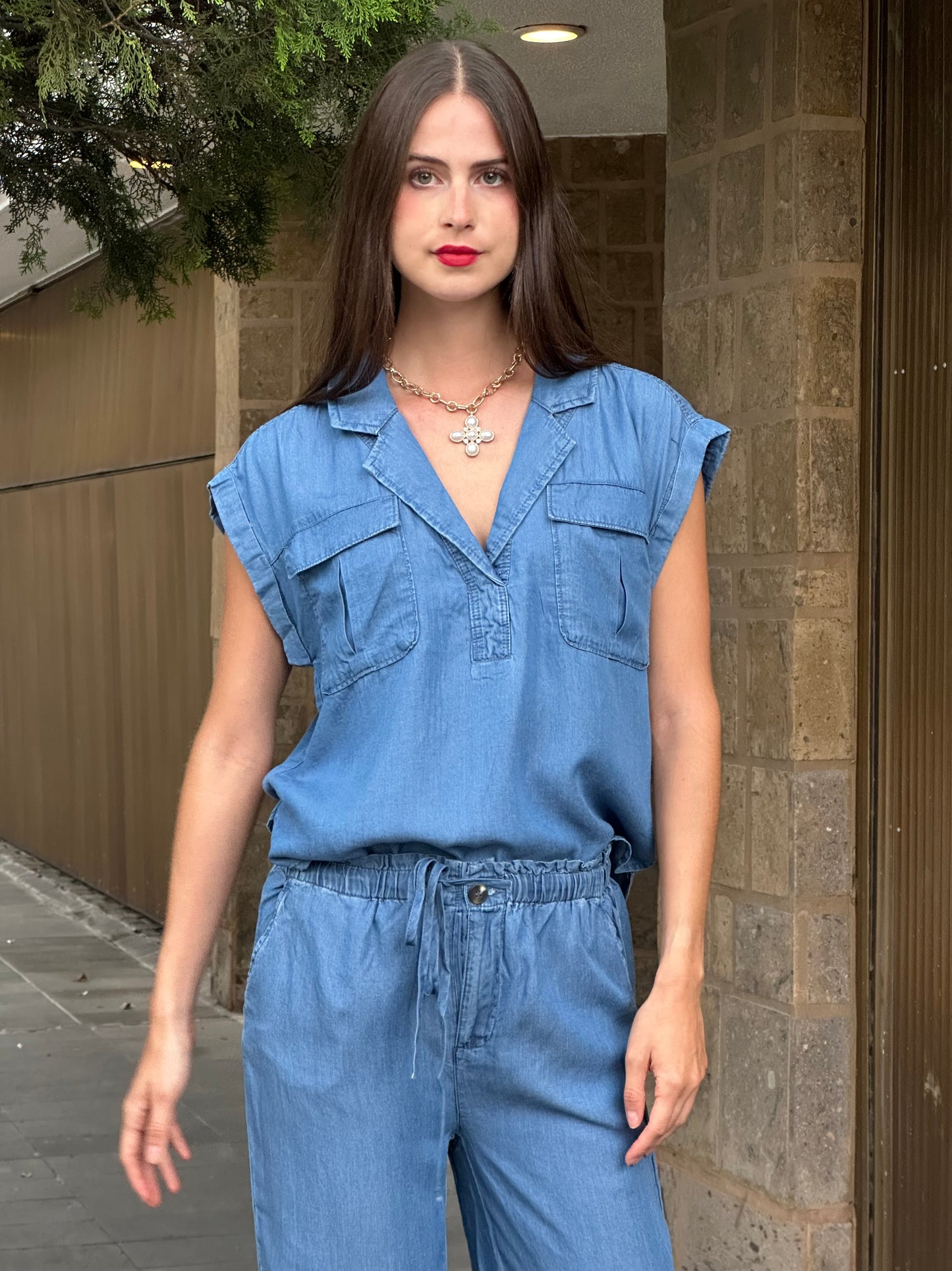 Blusa manga Corta Blue