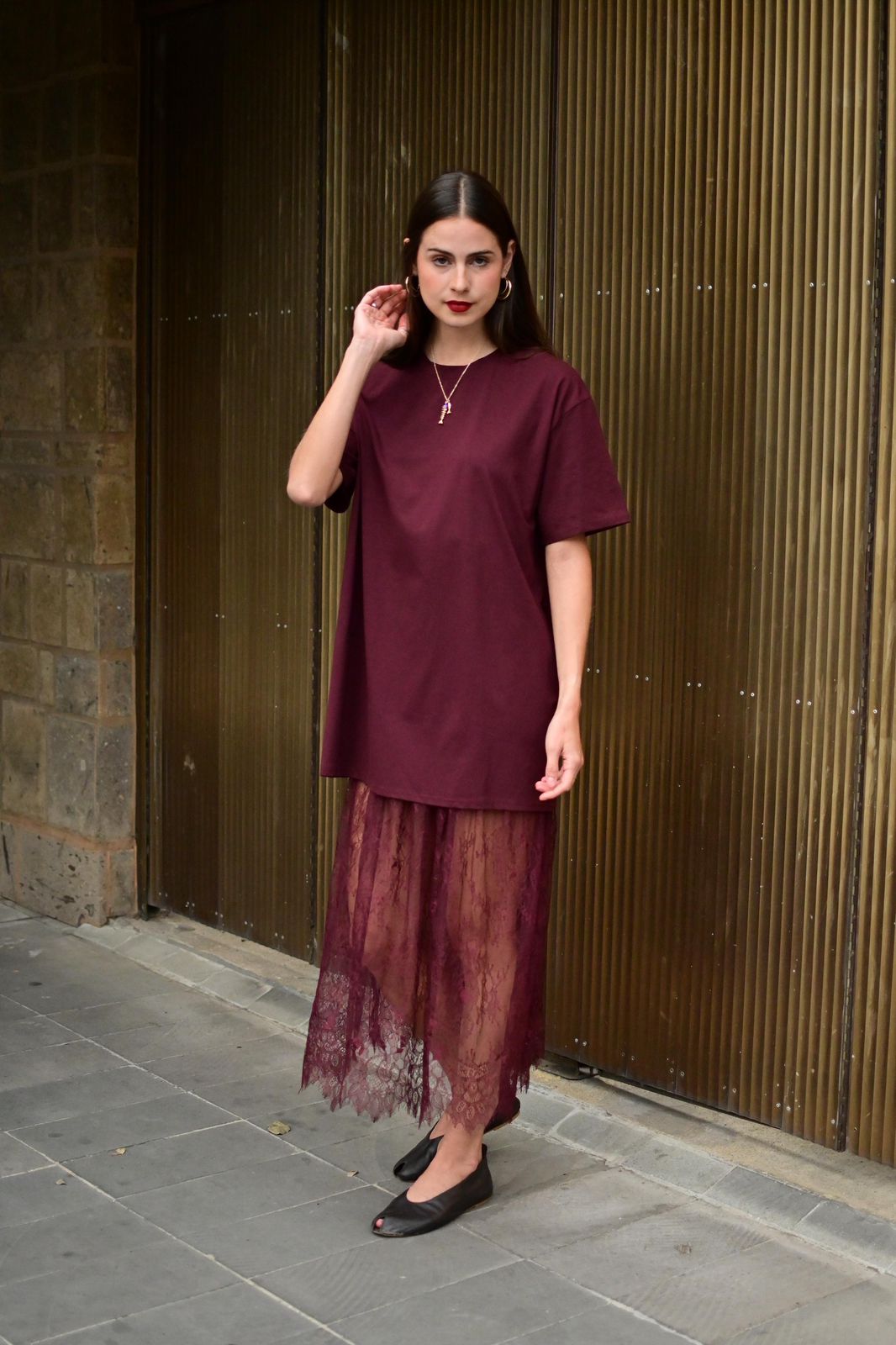 SET BLUSA C FALDA BURGUNDY RWFF525