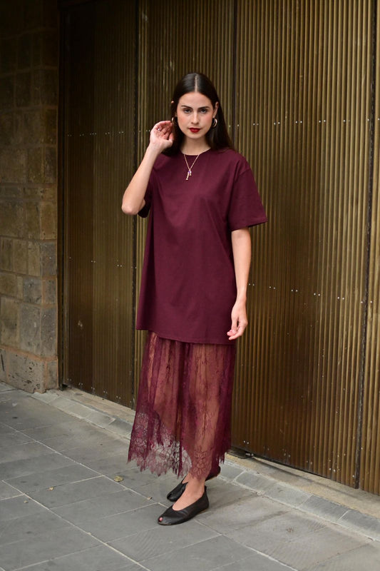 SET BLUSA C FALDA BURGUNDY RWFF525